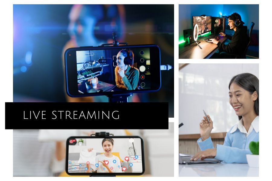 person live streaming on a platform